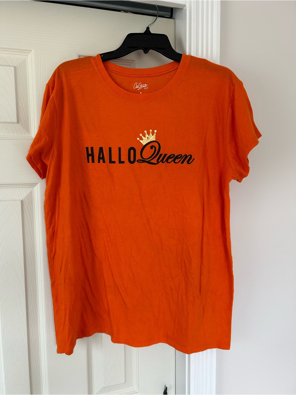 City Streets Orange 'Hallo Queen' crown Graphic Tee | size XL | Halloween
